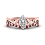 Load image into Gallery viewer, twisted-daisy-marquise-ruby-bridal-ring-set-in-rose-gold-FD9986B2MQGRUDR-NL-RG
