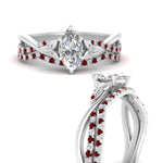 Load image into Gallery viewer, twisted-daisy-marquise-ruby-bridal-ring-set-in-white-gold-FD9986B2MQGRUDR-NL-WG
