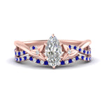 Load image into Gallery viewer, twisted-daisy-marquise-sapphire-bridal-ring-set-in-rose-gold-FD9986B2MQGSABL-NL-RG
