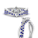 Load image into Gallery viewer, twisted-daisy-marquise-sapphire-bridal-ring-set-in-white-gold-FD9986B2MQGSABL-NL-WG
