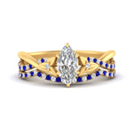 Load image into Gallery viewer, twisted-daisy-marquise-sapphire-bridal-ring-set-in-yellow-gold-FD9986B2MQGSABL-NL-YG
