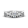 Load image into Gallery viewer, twisted-daisy-oval-black-diamond-bridal-ring-set-in-white-gold-FD9986B2OVGBLACK-NL-WG