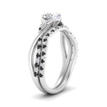 Load image into Gallery viewer, twisted-daisy-oval-black-diamond-bridal-ring-set-in-white-gold-FD9986B2OVGBLACK-NL-WG
