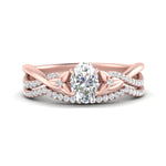 Load image into Gallery viewer, twisted-daisy-oval-diamond-bridal-ring-set-in-rose-gold-FD9986B2OV-NL-RG
