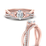 Load image into Gallery viewer, twisted-daisy-oval-diamond-bridal-ring-set-in-rose-gold-FD9986B2OV-NL-RG
