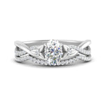 Load image into Gallery viewer, twisted-daisy-oval-diamond-bridal-ring-set-in-white-gold-FD9986B2OV-NL-WG
