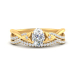 Load image into Gallery viewer, twisted-daisy-oval-diamond-bridal-ring-set-in-yellow-gold-FD9986B2OV-NL-YG
