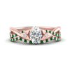 Load image into Gallery viewer, twisted-daisy-oval-emerald-bridal-ring-set-in-rose-gold-FD9986B2OVGEMGR-NL-RG