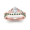Load image into Gallery viewer, twisted-daisy-oval-emerald-bridal-ring-set-in-rose-gold-FD9986B2OVGEMGR-NL-RG