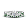 Load image into Gallery viewer, twisted-daisy-oval-emerald-bridal-ring-set-in-white-gold-FD9986B2OVGEMGR-NL-WG