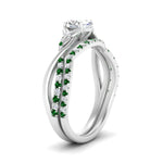 Load image into Gallery viewer, twisted-daisy-oval-emerald-bridal-ring-set-in-white-gold-FD9986B2OVGEMGR-NL-WG
