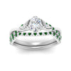 Load image into Gallery viewer, twisted-daisy-oval-emerald-bridal-ring-set-in-white-gold-FD9986B2OVGEMGR-NL-WG