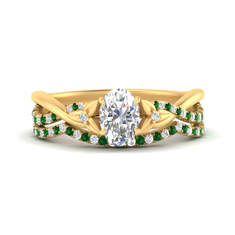 twisted-daisy-oval-emerald-bridal-ring-set-in-yellow-gold-FD9986B2OVGEMGR-NL-YG