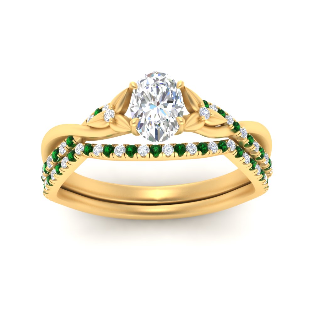 twisted-daisy-oval-emerald-bridal-ring-set-in-yellow-gold-FD9986B2OVGEMGR-NL-YG