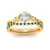 Load image into Gallery viewer, twisted-daisy-oval-emerald-bridal-ring-set-in-yellow-gold-FD9986B2OVGEMGR-NL-YG