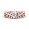 Load image into Gallery viewer, twisted-daisy-oval-orange-sapphire-bridal-ring-set-in-rose-gold-FD9986B2OVGSAOR-NL-RG