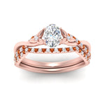 Load image into Gallery viewer, twisted-daisy-oval-orange-sapphire-bridal-ring-set-in-rose-gold-FD9986B2OVGSAOR-NL-RG
