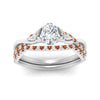 Load image into Gallery viewer, twisted-daisy-oval-orange-sapphire-bridal-ring-set-in-white-gold-FD9986B2OVGSAOR-NL-WG