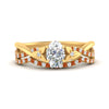 Load image into Gallery viewer, twisted-daisy-oval-orange-sapphire-bridal-ring-set-in-yellow-gold-FD9986B2OVGSAOR-NL-YG