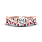 Load image into Gallery viewer, twisted-daisy-oval-pink-sapphire-bridal-ring-set-in-rose-gold-FD9986B2OVGSADRPI-NL-RG
