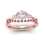 Load image into Gallery viewer, twisted-daisy-oval-pink-sapphire-bridal-ring-set-in-rose-gold-FD9986B2OVGSADRPI-NL-RG
