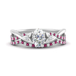 Load image into Gallery viewer, twisted-daisy-oval-pink-sapphire-bridal-ring-set-in-white-gold-FD9986B2OVGSADRPI-NL-WG
