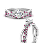 Load image into Gallery viewer, twisted-daisy-oval-pink-sapphire-bridal-ring-set-in-white-gold-FD9986B2OVGSADRPI-NL-WG
