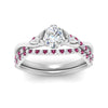 Load image into Gallery viewer, twisted-daisy-oval-pink-sapphire-bridal-ring-set-in-white-gold-FD9986B2OVGSADRPI-NL-WG