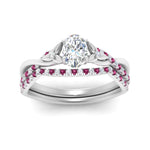 Load image into Gallery viewer, twisted-daisy-oval-pink-sapphire-bridal-ring-set-in-white-gold-FD9986B2OVGSADRPI-NL-WG
