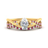 Load image into Gallery viewer, twisted-daisy-oval-pink-sapphire-bridal-ring-set-in-yellow-gold-FD9986B2OVGSADRPI-NL-YG