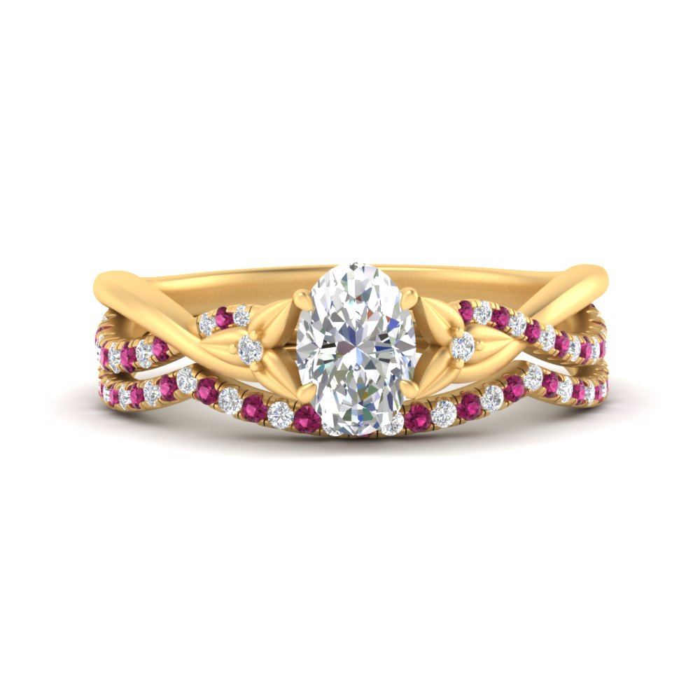 twisted-daisy-oval-pink-sapphire-bridal-ring-set-in-yellow-gold-FD9986B2OVGSADRPI-NL-YG