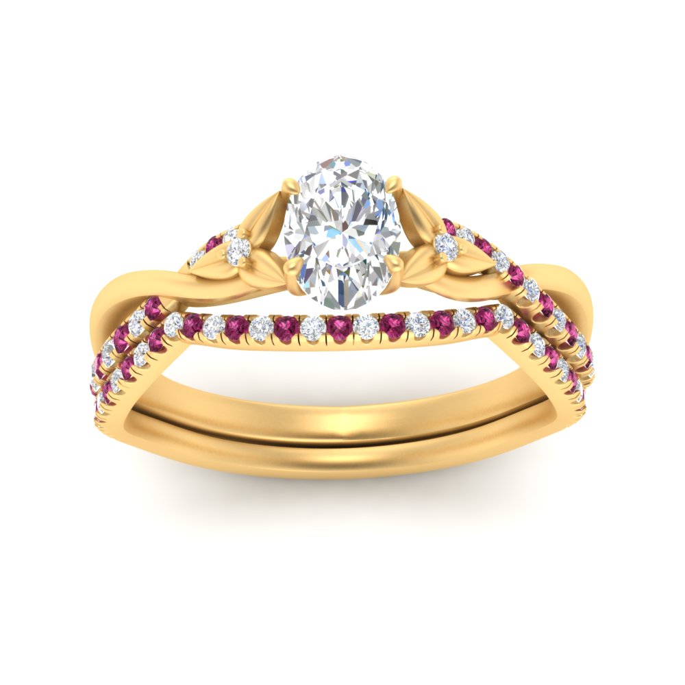 twisted-daisy-oval-pink-sapphire-bridal-ring-set-in-yellow-gold-FD9986B2OVGSADRPI-NL-YG