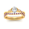 Load image into Gallery viewer, twisted-daisy-oval-pink-sapphire-bridal-ring-set-in-yellow-gold-FD9986B2OVGSADRPI-NL-YG