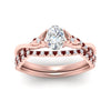 Load image into Gallery viewer, twisted-daisy-oval-ruby-bridal-ring-set-in-rose-gold-FD9986B2OVGRUDR-NL-RG