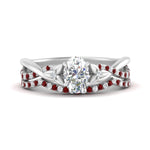 Load image into Gallery viewer, twisted-daisy-oval-ruby-bridal-ring-set-in-white-gold-FD9986B2OVGRUDR-NL-WG
