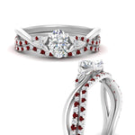 Load image into Gallery viewer, twisted-daisy-oval-ruby-bridal-ring-set-in-white-gold-FD9986B2OVGRUDR-NL-WG
