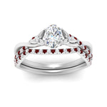 Load image into Gallery viewer, twisted-daisy-oval-ruby-bridal-ring-set-in-white-gold-FD9986B2OVGRUDR-NL-WG
