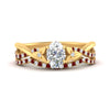 Load image into Gallery viewer, twisted-daisy-oval-ruby-bridal-ring-set-in-yellow-gold-FD9986B2OVGRUDR-NL-YG