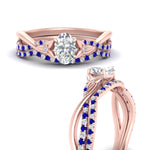 Load image into Gallery viewer, twisted-daisy-oval-sapphire-bridal-ring-set-in-rose-gold-FD9986B2OVGSABL-NL-RG
