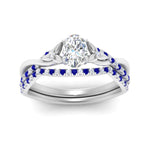 Load image into Gallery viewer, twisted-daisy-oval-sapphire-bridal-ring-set-in-white-gold-FD9986B2OVGSABL-NL-WG
