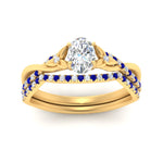 Load image into Gallery viewer, twisted-daisy-oval-sapphire-bridal-ring-set-in-yellow-gold-FD9986B2OVGSABL-NL-YG
