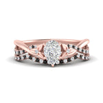 Load image into Gallery viewer, twisted-daisy-pear-black-diamond-bridal-ring-set-in-rose-gold-FD9986B2PEGBLACK-NL-RG

