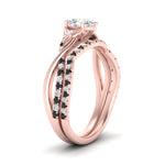 Load image into Gallery viewer, twisted-daisy-pear-black-diamond-bridal-ring-set-in-rose-gold-FD9986B2PEGBLACK-NL-RG
