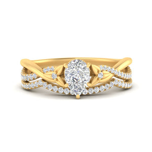 Pear Shaped Nature Inspired Twisted Wedding Set