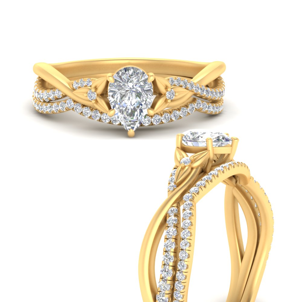 twisted-daisy-pear-diamond-bridal-ring-set-in-yellow-gold-FD9986B2PE-NL-YG