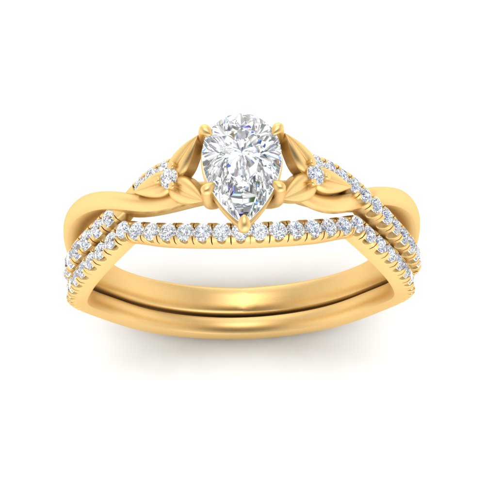 twisted-daisy-pear-diamond-bridal-ring-set-in-yellow-gold-FD9986B2PE-NL-YG