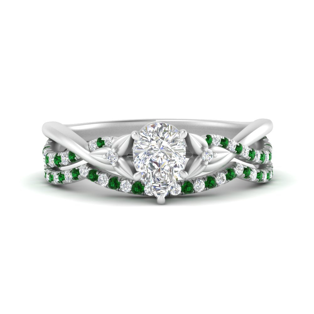 twisted-daisy-pear-emerald-bridal-ring-set-in-white-gold-FD9986B2PEGEMGR-NL-WG