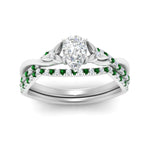 Load image into Gallery viewer, twisted-daisy-pear-emerald-bridal-ring-set-in-white-gold-FD9986B2PEGEMGR-NL-WG
