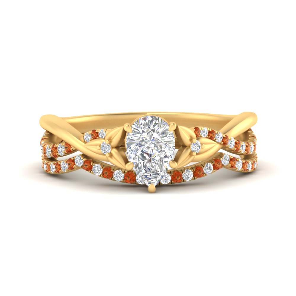 twisted-daisy-pear-orange-sapphire-bridal-ring-set-in-yellow-gold-FD9986B2PEGSAOR-NL-YG
