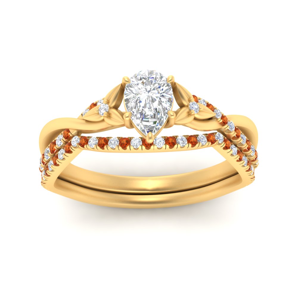 twisted-daisy-pear-orange-sapphire-bridal-ring-set-in-yellow-gold-FD9986B2PEGSAOR-NL-YG